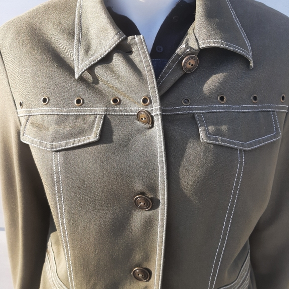 Western style jacket casual wear olive green - Picture 3 of 7